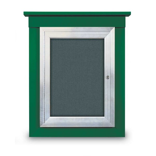 60"x48" 2-Door Enclosed Letterboard, Header, Grey Vinyl/Lt Oak